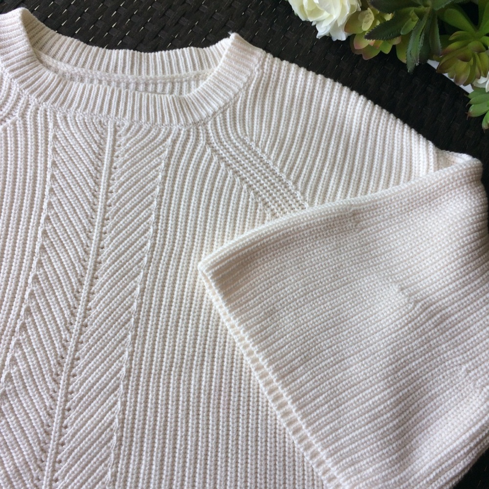 Ann Taylor LOFT Bell Sleeve Cotton Sweater <S>